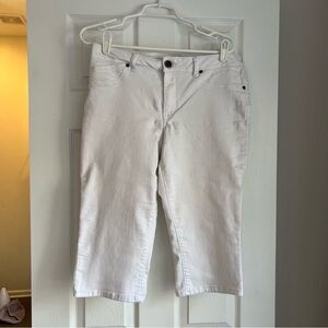 White Demin Stretch Cropped Pants, size 14